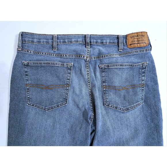 Levi’s Mens 38x32 Blue Jeans Straight Fit Pants Denim Faded Distressed - Picture 8 of 11